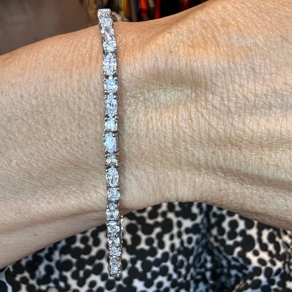 Swarovski Elements Crystals Sterling Silver Tennis Bracelet 4 mm New 7” - Picture 4 of 6